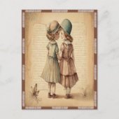 ヴィンテージ祝の友情が今シーズンかわいい シーズンポストカード (正面)