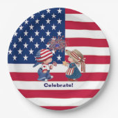 ヴィンテージ祝アメリカ国旗の紙プレート ペーパープレート (正面)