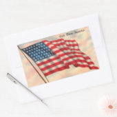 ヴィンテージ神の祝福アメリカ国旗 長方形シール (封筒)