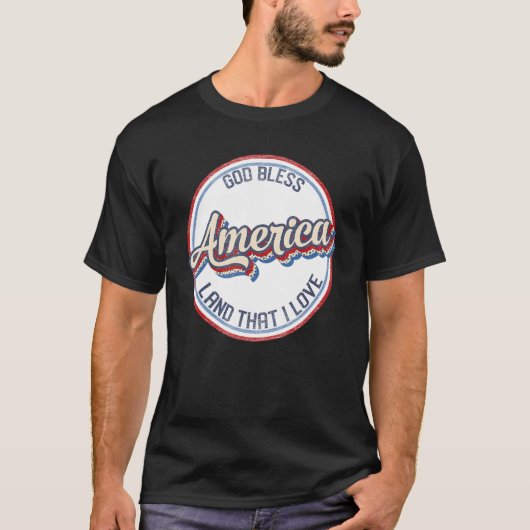 ヴィンテージ神はアメリカの土地を祝福する私が4番目の愛 Tシャツ (正面)