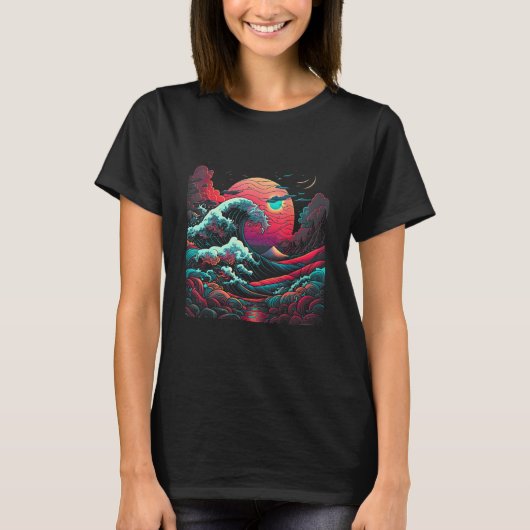 ヴィンテージ神奈川の衣装日本の波 Tシャツ (正面)