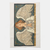 ヴィンテージ神祈天使と金ゴールド キッチンタオル (縦)