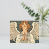ヴィンテージ神祈天使と金ゴールド ポストカード (スタンド正面)