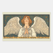 ヴィンテージ神祈天使と金ゴールド 長方形シール (正面)