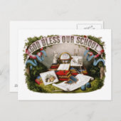 ヴィンテージ神祝福わが学校イラストレーション1874 ポストカード (正面/裏面)