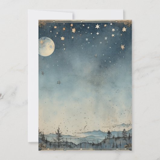 ヴィンテージ神秘的なブルーサンムーン結婚ズ 招待状 (裏面)