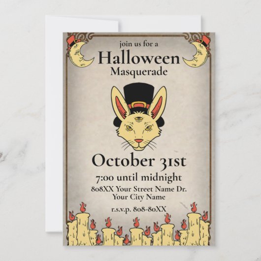 ヴィンテージ神秘的ハローウィンパーティ 招待状 (正面)