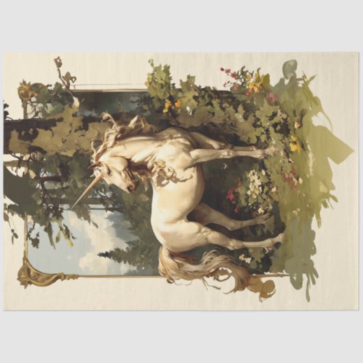 ヴィンテージ神秘的ユニコーン 薄葉紙 (正面)