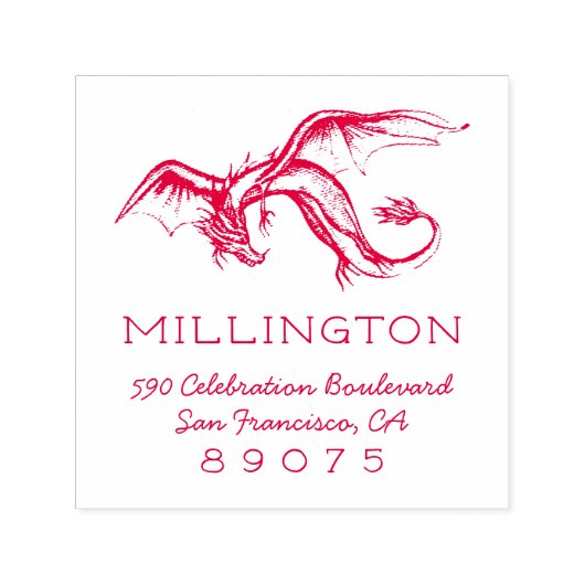 ヴィンテージ神話ドラゴンファミリーネーム差出人住所 セルフインキングスタンプ (デザイン)