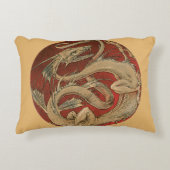 ヴィンテージ神話、アンティークゴールデンアジアドラゴン アクセントクッション (正面)