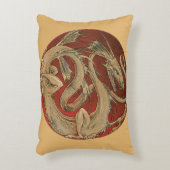 ヴィンテージ神話、アンティークゴールデンアジアドラゴン アクセントクッション (正面(垂直))