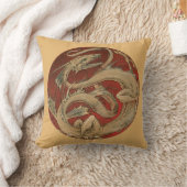 ヴィンテージ神話、アンティークゴールデンアジアドラゴン クッション (ブランケット)