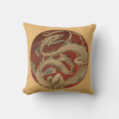 ヴィンテージ神話、アンティークゴールデンアジアドラゴン クッション (正面)