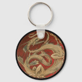 ヴィンテージ神話、アンティークゴールドのアジアンドラゴン キーホルダー (正面)