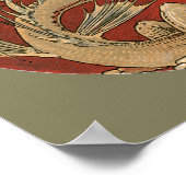 ヴィンテージ神話、アンティークゴールドのアジアンドラゴン ポスター (角)