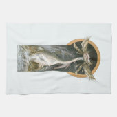 ヴィンテージ神話、海洋に現れた翼を持つドラゴン キッチンタオル (横)