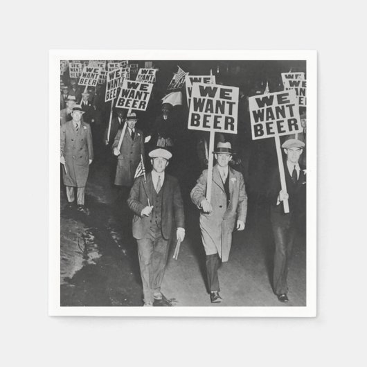 ヴィンテージ禁止ビール、ビールが欲しい スタンダードカクテルナプキン (正面)