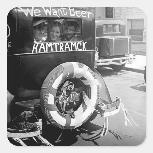 ヴィンテージ禁止ビール、ビールが欲しい、歴史 スクエアシール (正面)