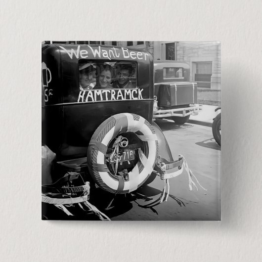 ヴィンテージ禁止ビール、ビールが欲しい、歴史 缶バッジ (正面)