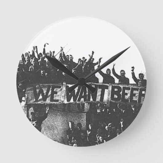 ヴィンテージ禁酒ビール白黒1920 ラウンド壁時計 (正面)
