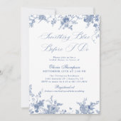 ヴィンテージ私が行う前に何か青いブライダルシャワー 招待状 (正面)