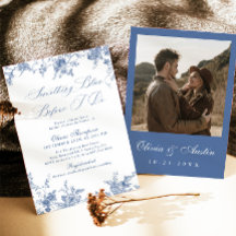 ヴィンテージ私が行う前に何か青いブライダルシャワー