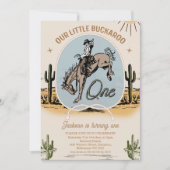 ヴィンテージ私たちの小さなバッカルーウェスタンの1歳の誕生日 招待状 (正面)