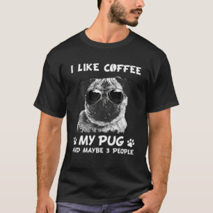 ヴィンテージ私はコーヒーパグ犬3人子犬の恋人が好き Tシャツ