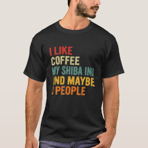 ヴィンテージ私はコーヒー好き私の柴犬犬の子犬の恋人 Tシャツ