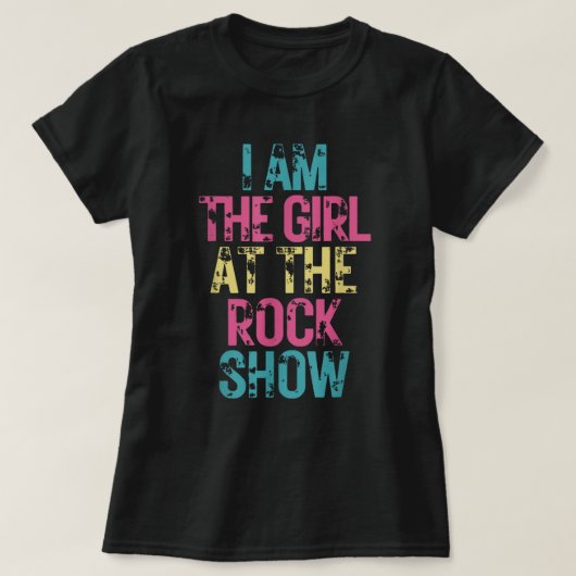 ヴィンテージ私はロックショー、ロック音楽の女の子 Tシャツ (デザイン正面)