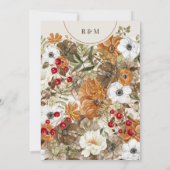 ヴィンテージ秋のオータムフラワーモノグラムウェディング 招待状 (裏面)