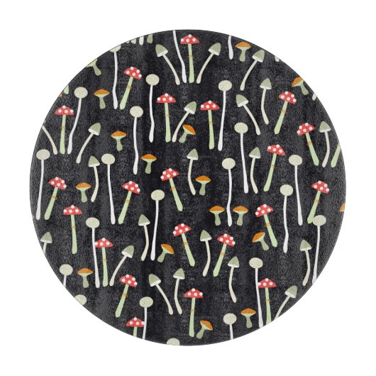 ヴィンテージ秋のキノコのパターンデザイン。 カッティングボード (正面)