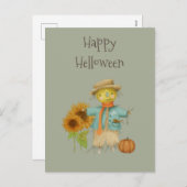 ヴィンテージ秋のハロウィンホリデーポストカード シーズンポストカード (正面/裏面)