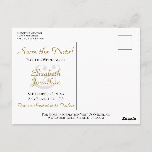 ヴィンテージ秋のフローラ結婚式の日付写真を保存 ポストカード (裏面)