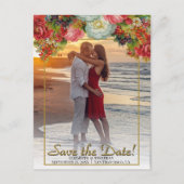 ヴィンテージ秋のフローラ結婚式の日付写真を保存 ポストカード (正面)