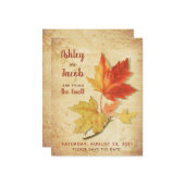 ヴィンテージ秋のメープル葉ズウェディングの日付を保存 ノートカード (正面/裏面インサイチュ)