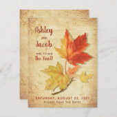 ヴィンテージ秋のメープル葉ズウェディングの日付を保存 ノートカード (正面/裏面)