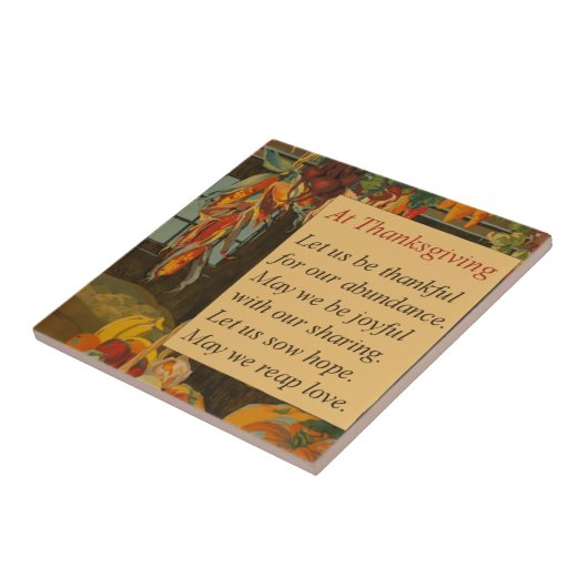 ヴィンテージ秋の収穫の場感謝の歌 タイル (側面)