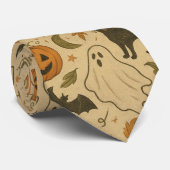 ヴィンテージ秋の幽霊&黒猫ハロウィン ネクタイ (ロール)