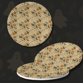 ヴィンテージ秋の幽霊&黒猫ハロウィン ペーパープレート