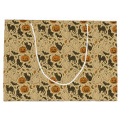 ヴィンテージ秋の幽霊&黒猫ハロウィン ラージペーパーバッグ (裏面)