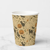 ヴィンテージ秋の幽霊&黒猫ハロウィン 紙コップ (裏面)