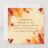 ヴィンテージ秋の感謝祭コルヌコピア カード (裏面)