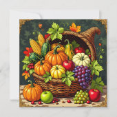 ヴィンテージ秋の感謝祭コルヌコピア カード (正面)