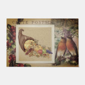 ヴィンテージ秋の感謝祭フランスのイラストレーション ドアマット (正面)