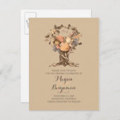 ヴィンテージ秋の木の収穫は日付を保存 案内ポストカード (正面/裏面)