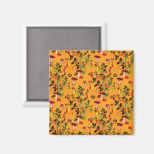 ヴィンテージ秋の森キノコ果実水色 マグネット (正面/裏面)