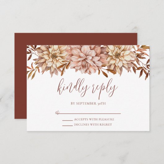 ヴィンテージ秋の植物の親切な応答結婚の 出欠カード (正面/裏面)
