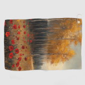 ヴィンテージ秋の牧草地絵を描のケシ ゴルフタオル (横)