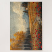 ヴィンテージ秋の牧草地絵を描のケシ ジグソーパズル (縦)